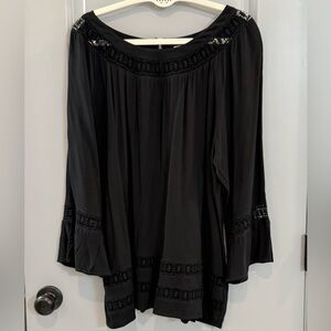 Honey Punch Black Tunic with Lace Accents
